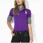 polo ralph lauren cotton t-shirt 2013 retail high collar femmes france big pony lq purple white